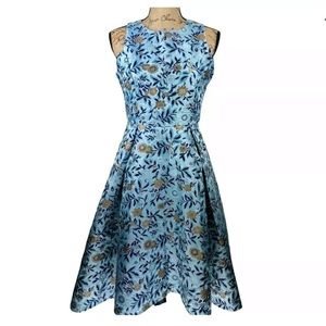 Vintage blue floral embroidered dress